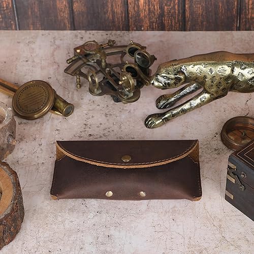 Miniatura 8 de Leather Eyeglass Case Genuine Leather Sunglasses Case Eyewear Pouch Glasses Sleeve Slim Unisex Eyeglass Holder