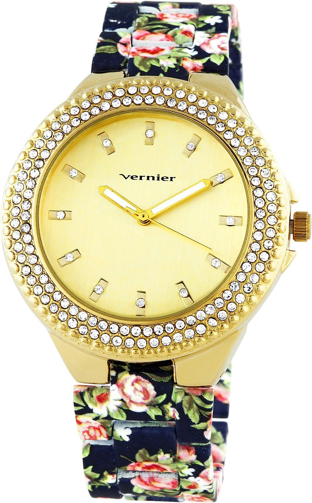 Vernier Women's VNR11167BU Rhinestone-Accented Gold-Tone Watch