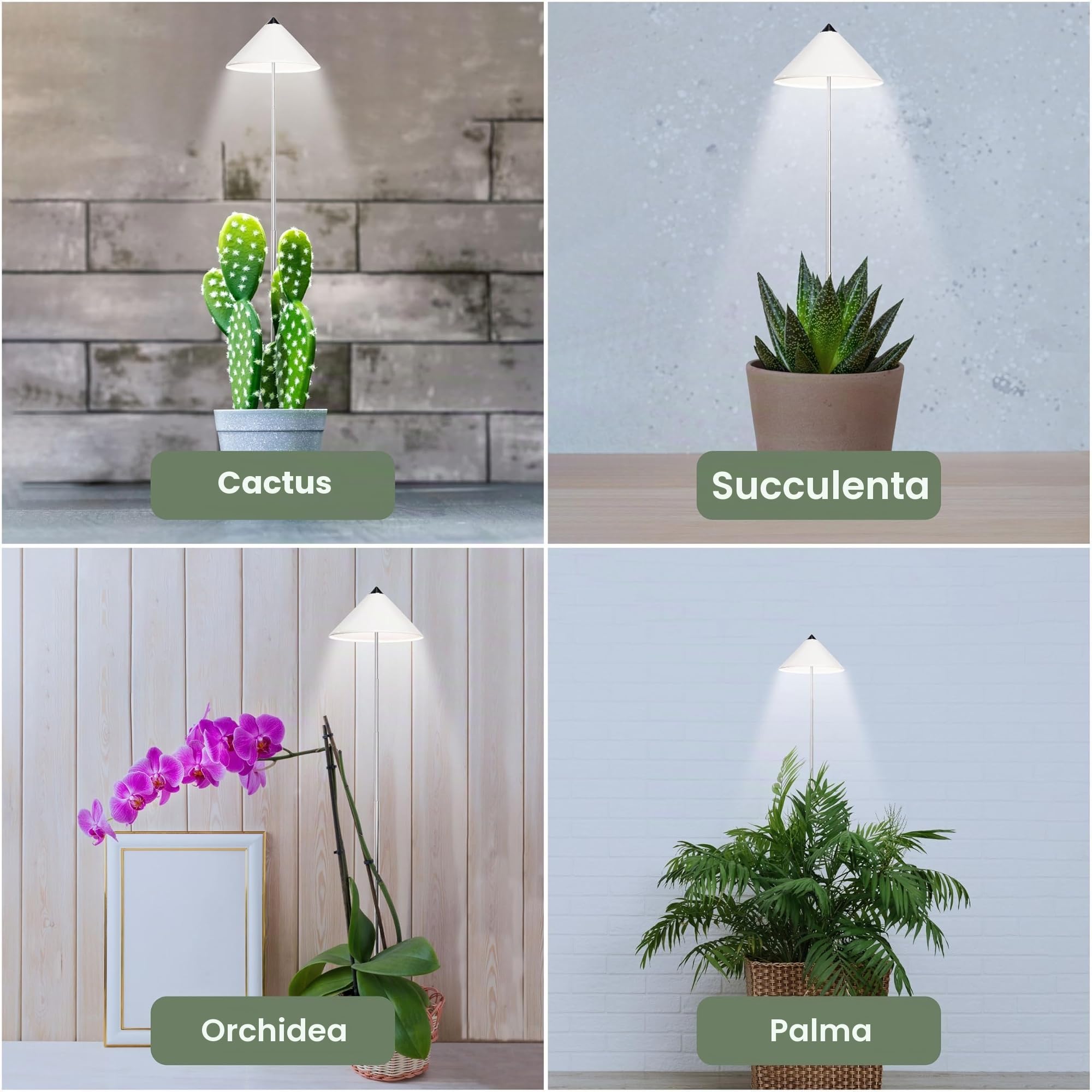 Parus by Venso SUNLiTE pianta lampada 7W bianco, lampada di crescita a LED con asta telescopica, luce di crescita per piante da interno e piante verdi