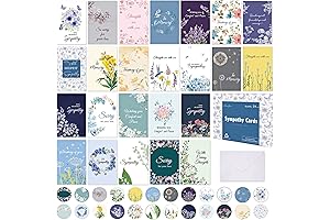 Sympathy Cards Bulk, 24 Pack - Watercolor Floral Assortment