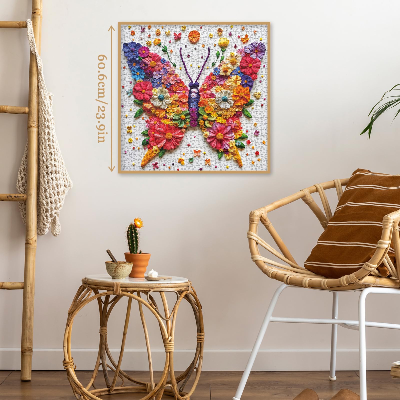 1000 Teile Blumen & Schmetterling Puzzle Für Erwachsene – ästhetisches Sommerpuzzle, Fertig 60,7x60,7 Cm