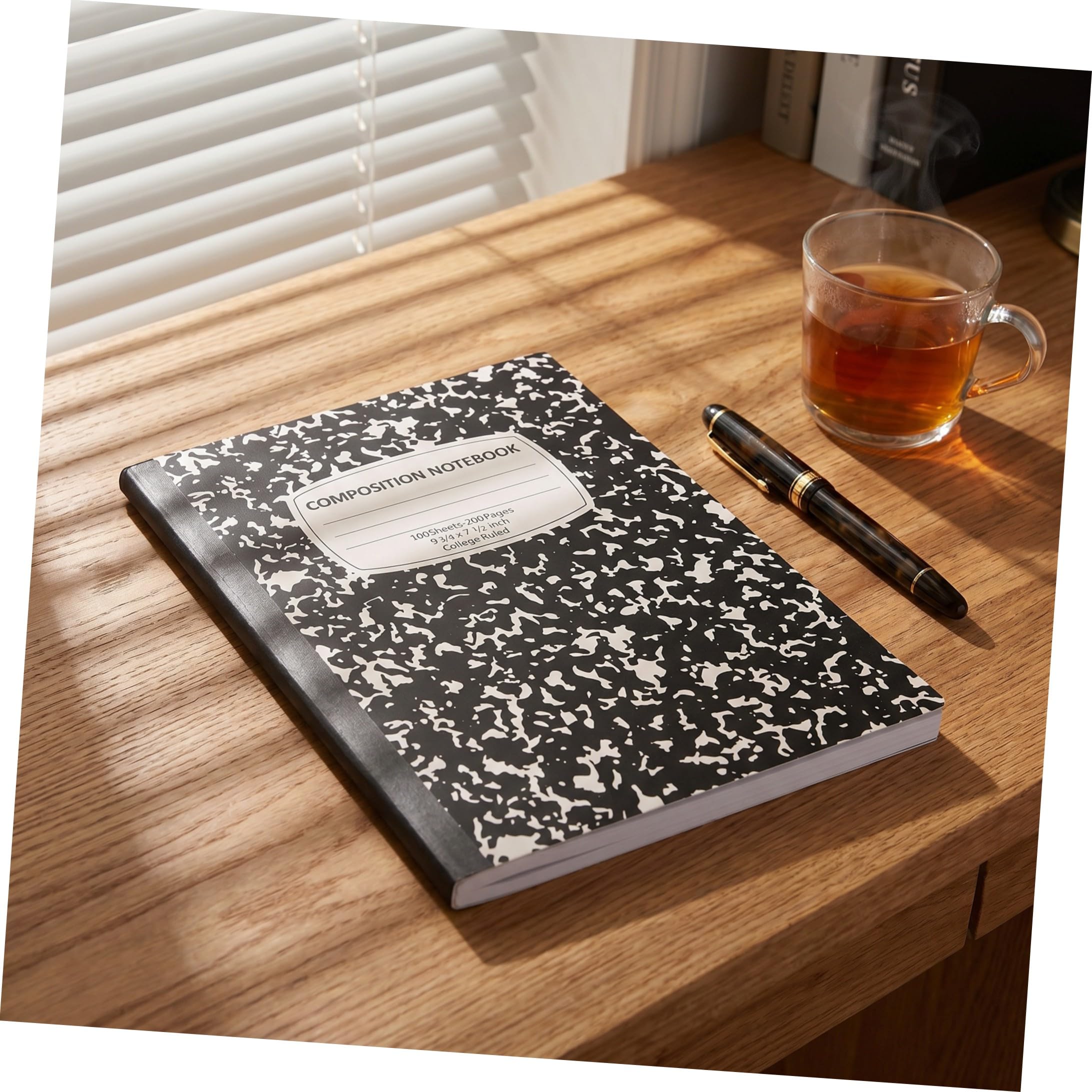 Lurrose 5Er-Packung B5 College Ruled Composition Notebook mit 100 Blättern | Softcover aus Papier, Abschnittslinien für Klare Gliederung, Elegantes Marmor Schneeflocken Design