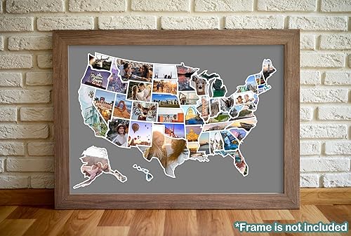 Miniatura 3 de Mapa de fotos de Estados Unidos – Mapa de viaje de 50 estados de 24 x 36 pulgadas, incluye creador de fotos, regalo ideal para parejas, aventureros,