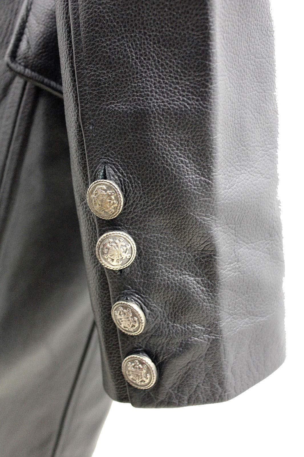 Infinity Hommes Général Longue Noir Manteau de Cuir Naval Allemand