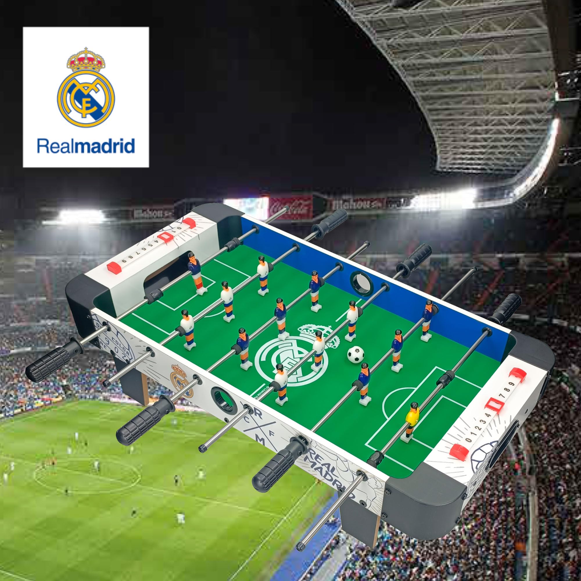 Futbolín de Juguete Real Madrid, 3 Barras (6721) Reig 70x59x23cm