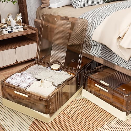 Miniatura 3 de Panghuhu88 Contenedores de almacenamiento debajo de la cama de 13.5 galones, paquete de 2, contenedores de almacenamiento apilables con ruedas,