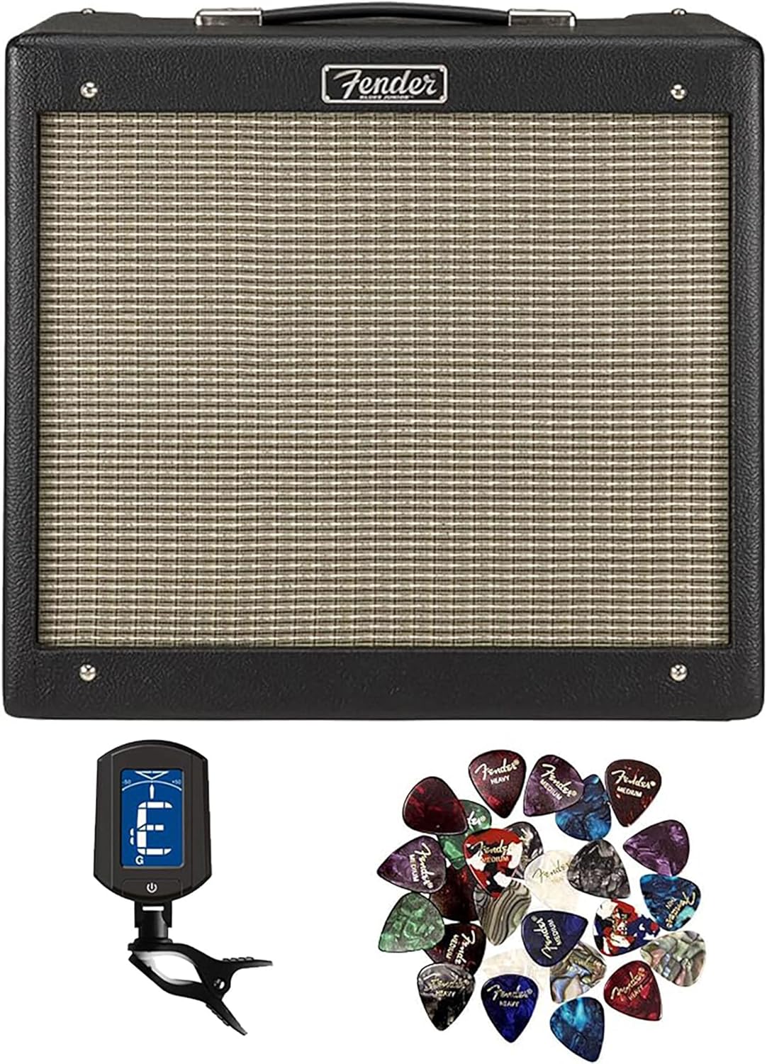 Fender Blues Junior IV Guitar Combo Amplifier - Black Bundle with Fender Tuner and Picks