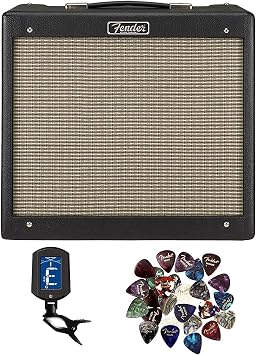 Fender Blues Junior IV Guitar Combo Amplifier - Black Bundle with Fender Tuner and Picks