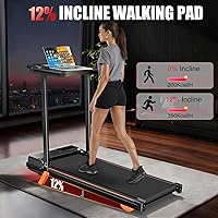 Vista 7 de Cinta de correr Walking Pad con estación de trabajo de escritorio, caminadoras con inclinación del 12% para el hogar y oficina pequeña, capacidad