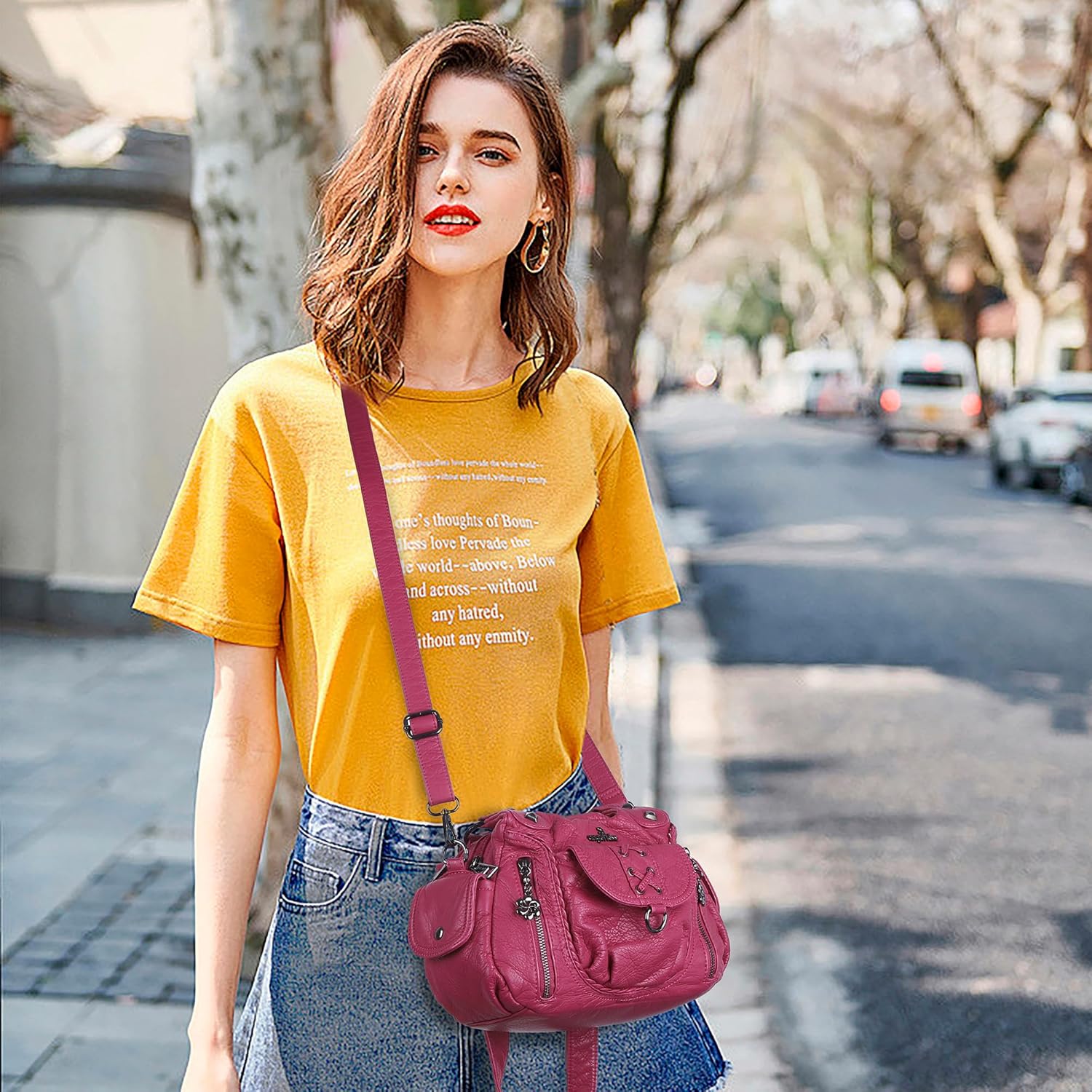 Angel Kiss Small Purses for Women Hobo Shoulder Bags Y2K Vegan Leather Multi-Pocket Handbags Designer Crossbody Tote Bag - Image 2