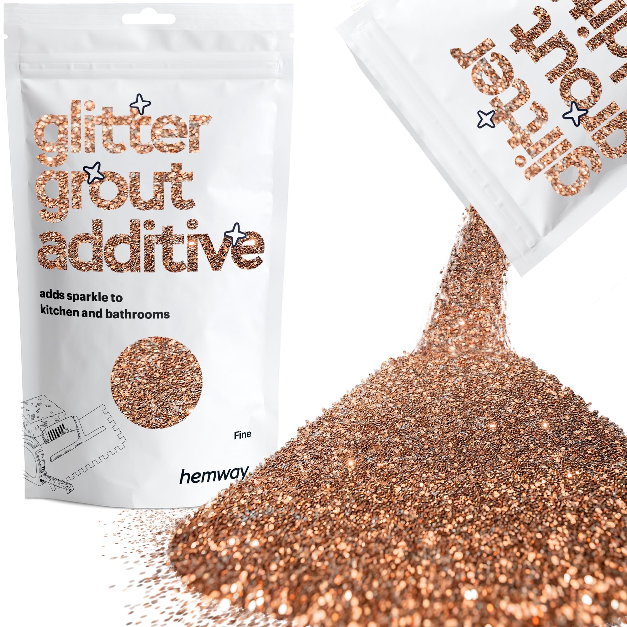 Glitter Grout Additive add Sparkle to Mosaic Tiles, Bathrooms, Wet Rooms, Kitchens, Tiled Based Rooms and Cement Based Grouts 100g / 3.5oz - Bronze Brown