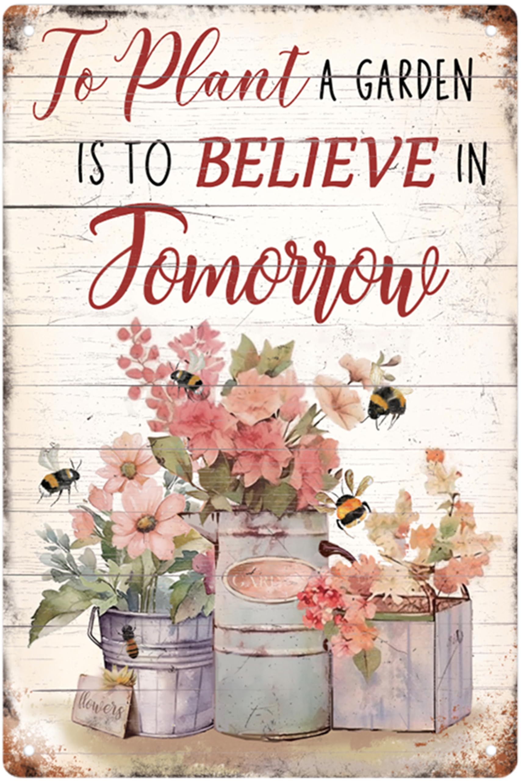 Vintage Garden Tin Sign,Retro Flower Metal Sign,for Home Greenhouse Yard Outdoor Cottage Bedroom Decor,Gardening Gifts 8X12 Inch (Rustic Gardening Tools)