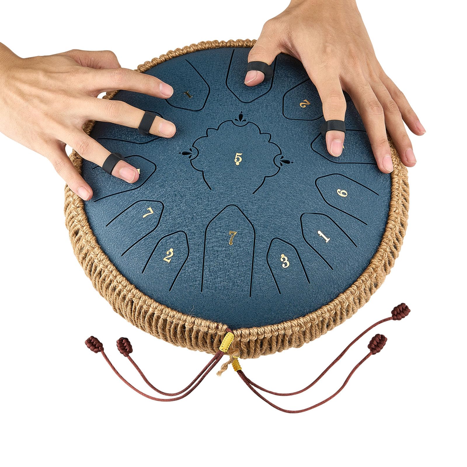 VEVOR Tamburo a Linguetta d'Acciaio, Strumento a Percussione Tonalità Do Maggiore Numero di Note da 13, Tamburi a Lingua in Do Maggiore con Bacchette, Strumento Musicale per Meditazione, Blu Navy