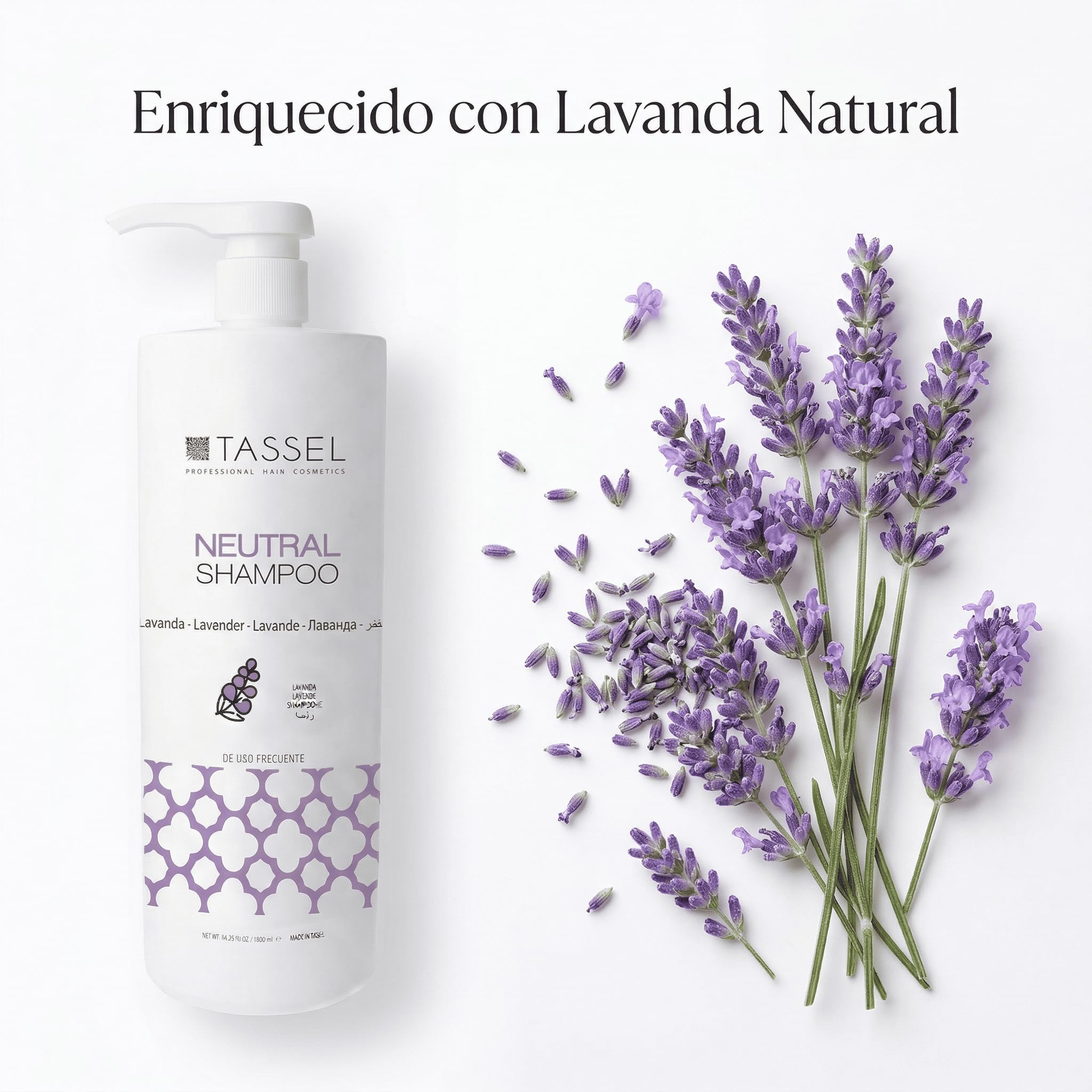 Champú Profesional Neutro Lavanda 1L x6 – Champú Profesional Peluquería para Todo Tipo de Cabello – Limpieza Suave Uso Diario y Equilibrado – Champú Formato Ahorro Grande Familiar (Pack de 6)