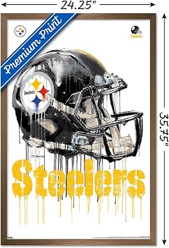 Trends International NFL Pittsburgh Steelers - Drip Helmet 20 Wall Poster, 22.375 x 34, Bronze Framed Version