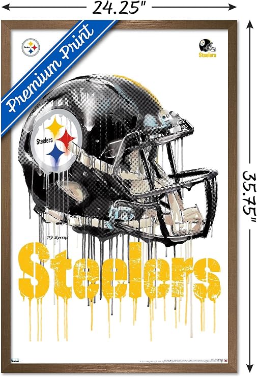 Trends International NFL Pittsburgh Steelers - Drip Helmet 20 Wall Poster, 22.375 x 34, Bronze Framed Version