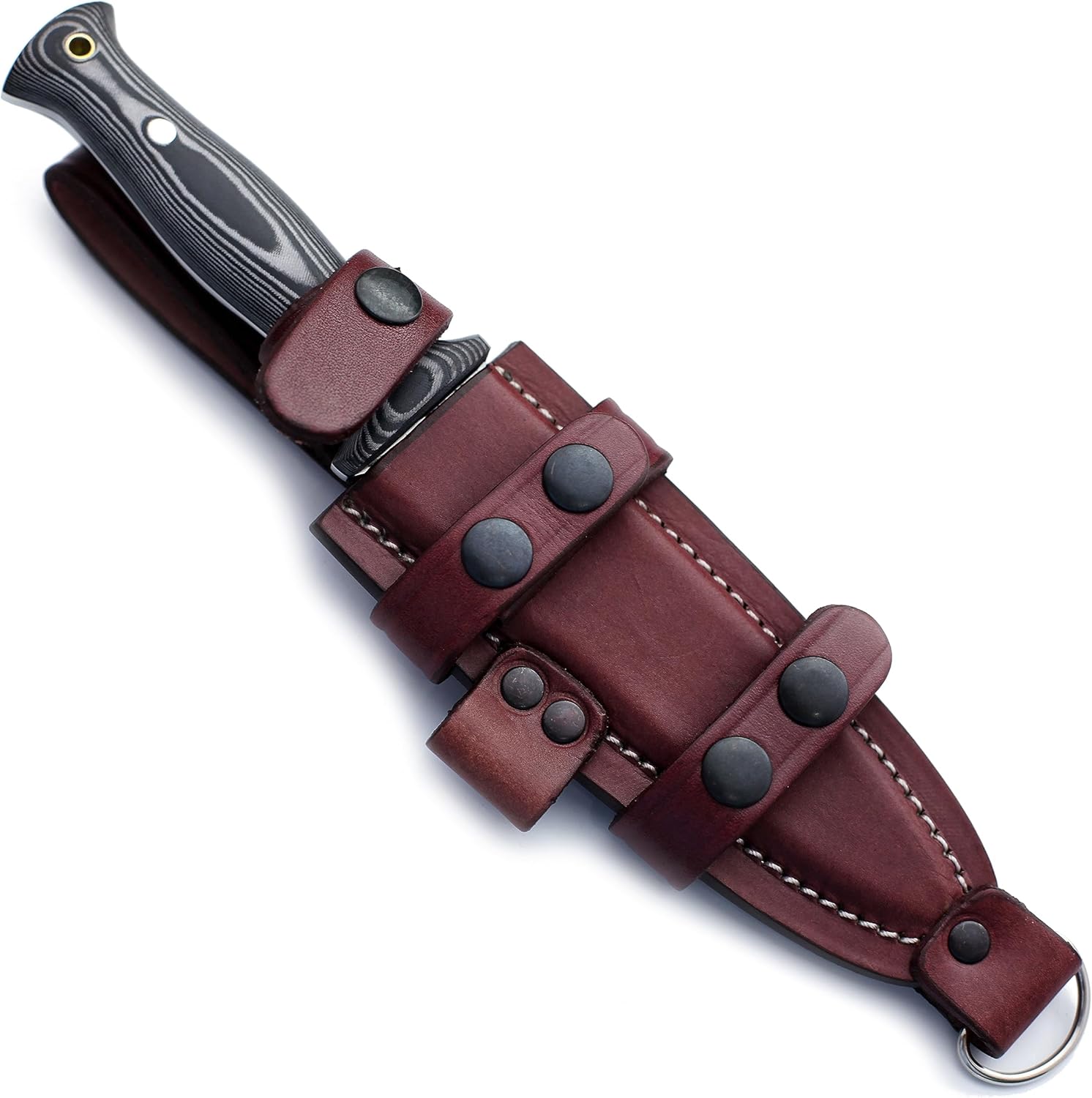 GCS Handmade Hunting Knife Full Tang Black Micarta Handle D2 Steel with Cowhide Right and Left Leather Sheath for Hunting, Camping, Bushcraft and EDC (GCS-165)
