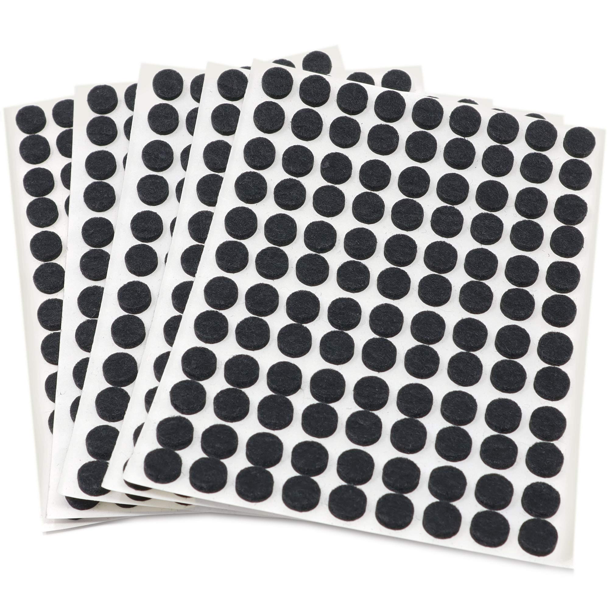 Adsamm Black Adsamm® / 540 X Self-Adhesive Felt Pads/Black/Ø 0.39'' (Ø 10 Mm) / Round / 0.138'' / 3.5 Mm Thick Stick-On Furniture Felt Glides/Furniture & Chair Glides
