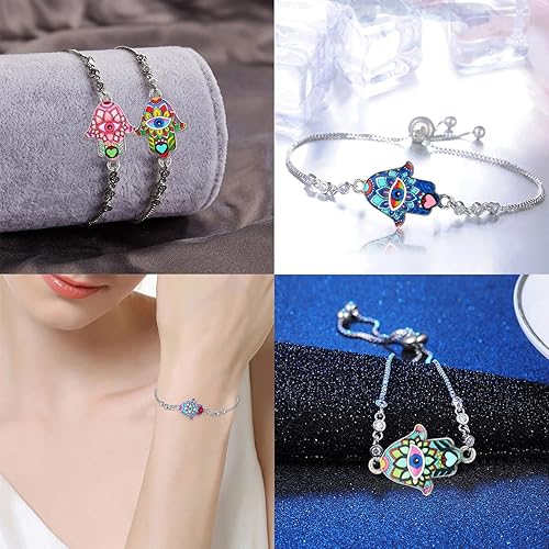 Miniatura 6 de LiQunSweet 50 dijes coloridos de mano Hamsa para hacer joyas, collares, pulseras, aretes, suministros