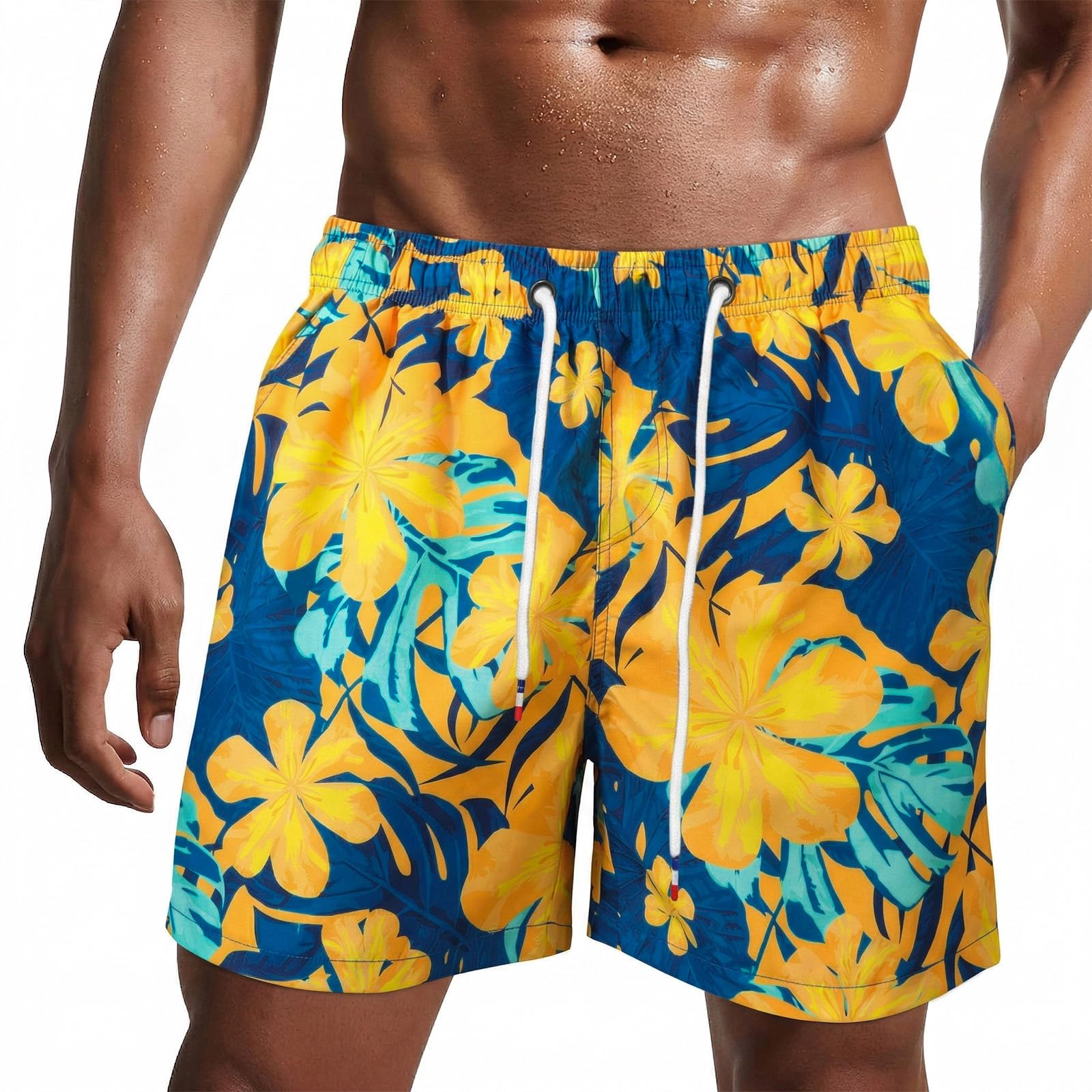 Danfiki Pantaloncini Costume da Bagno Uomo Asciugatura Veloce Calzoncini da Beach Costume da Bagno Fodera Rete con Taschino e Coulisse Trunks