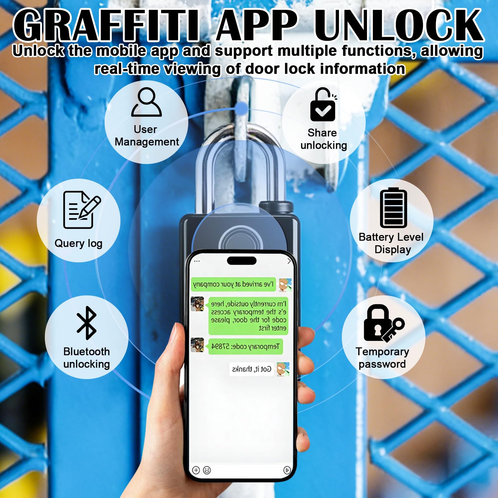 Cadenas à combinaison avec empreintes digitales, code numérique et contrôle par application, IP65, résistant aux intempéries avec carte RFID, serrure extérieure robuste pour portail, jardin, casier