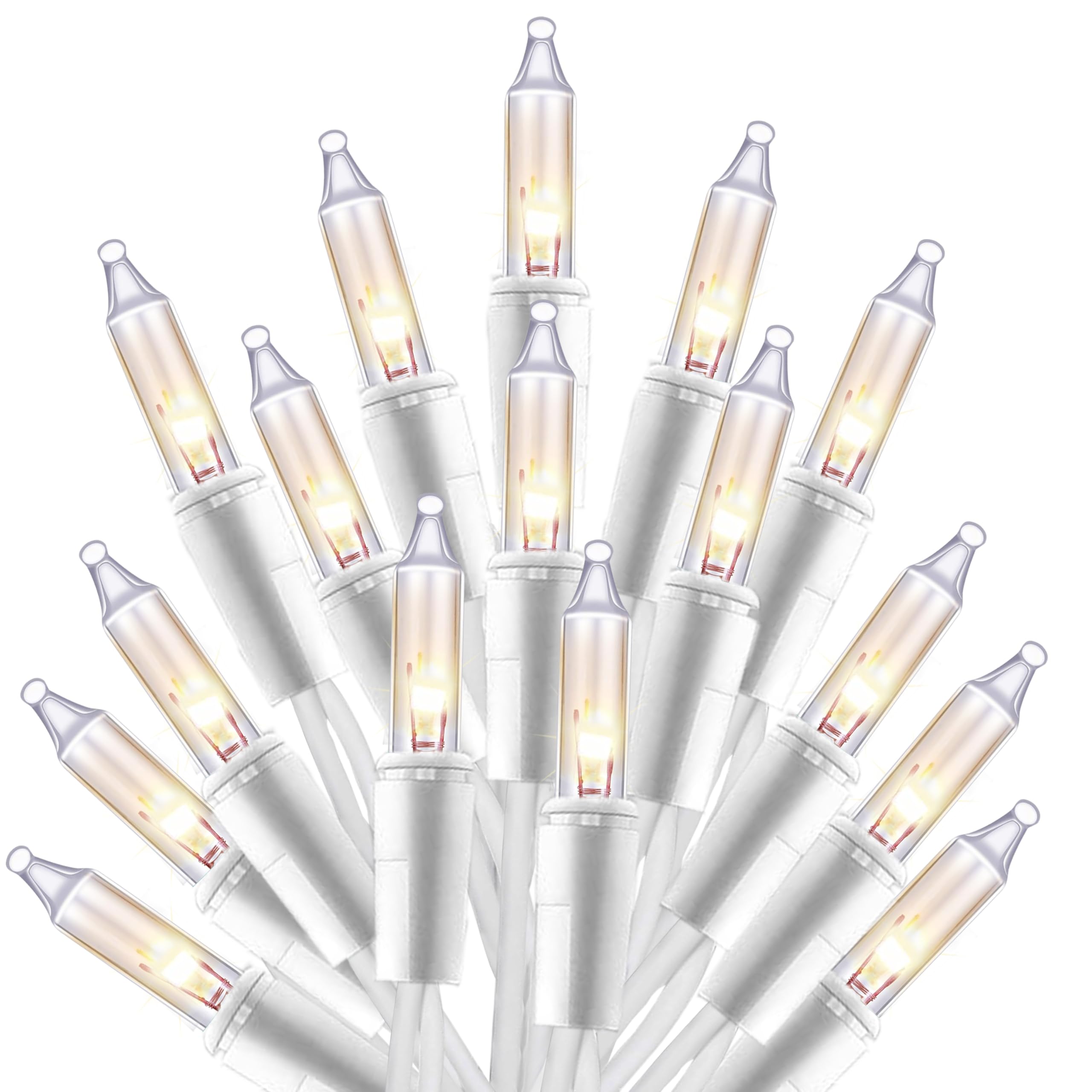 Holiday Essence Clear Warm White Christmas String Lights 20 Ft White Wire 100 Christmas Decorative Lights Set Static and Flashing for Indoor Outdoor Use Tree Decor UL Listed