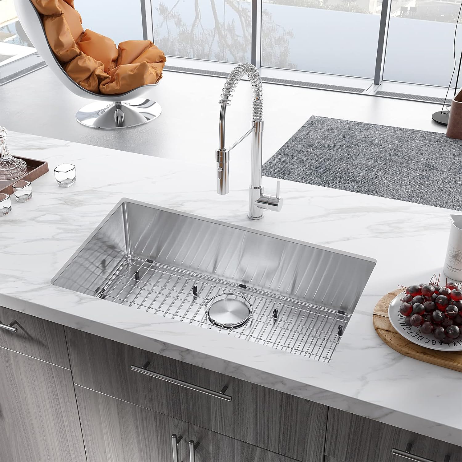 ATTOP 32 Inch Undermount Single Bowl Sink,32''x18'' Stainless Steel Undermount Single Bowl Kitchen Sink