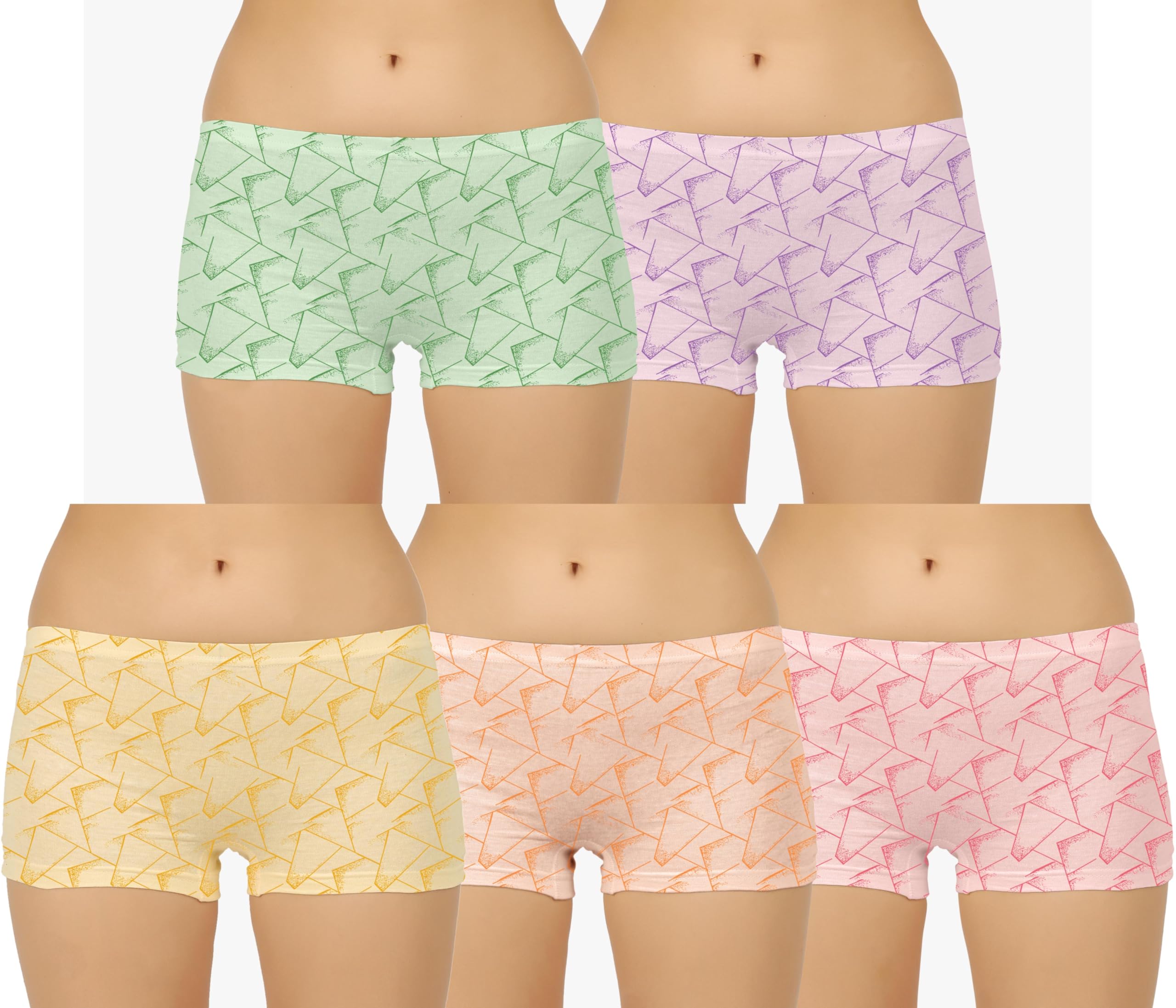 Women Regular Cotton Blend Printed Boyshorts/Panty (Pack of 5)-image-8