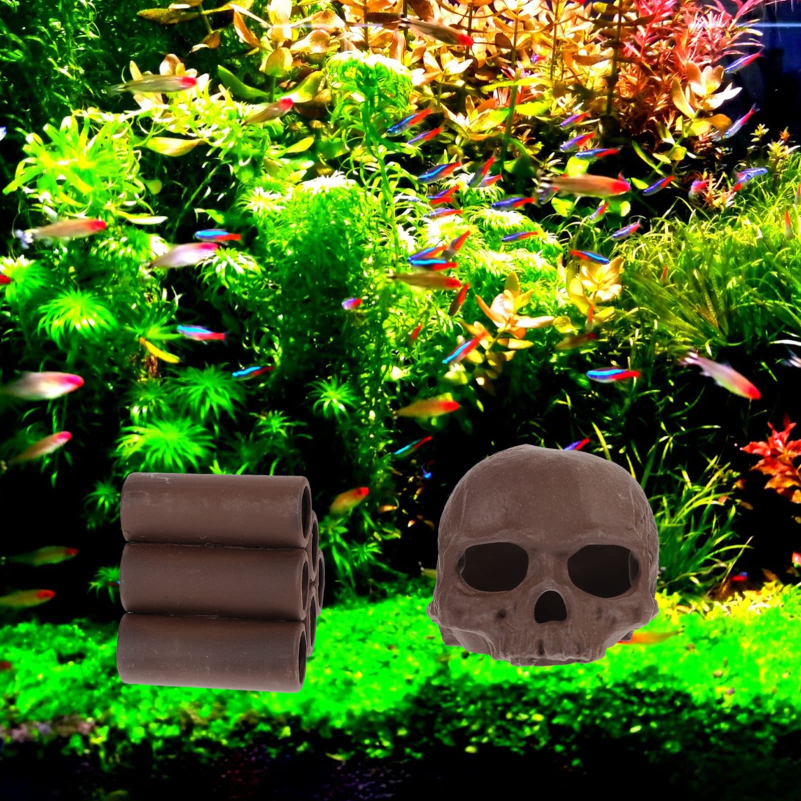 POPETPOP 3 Juegos Olla De Barro del Tanque De Peces Neto Pecera Adornos Pequeños Decoración Pecera Adornos Pecera Cueva De Peces Decorativa Paisajismo Cueva De Peces Arcilla 2 Piezas * 3