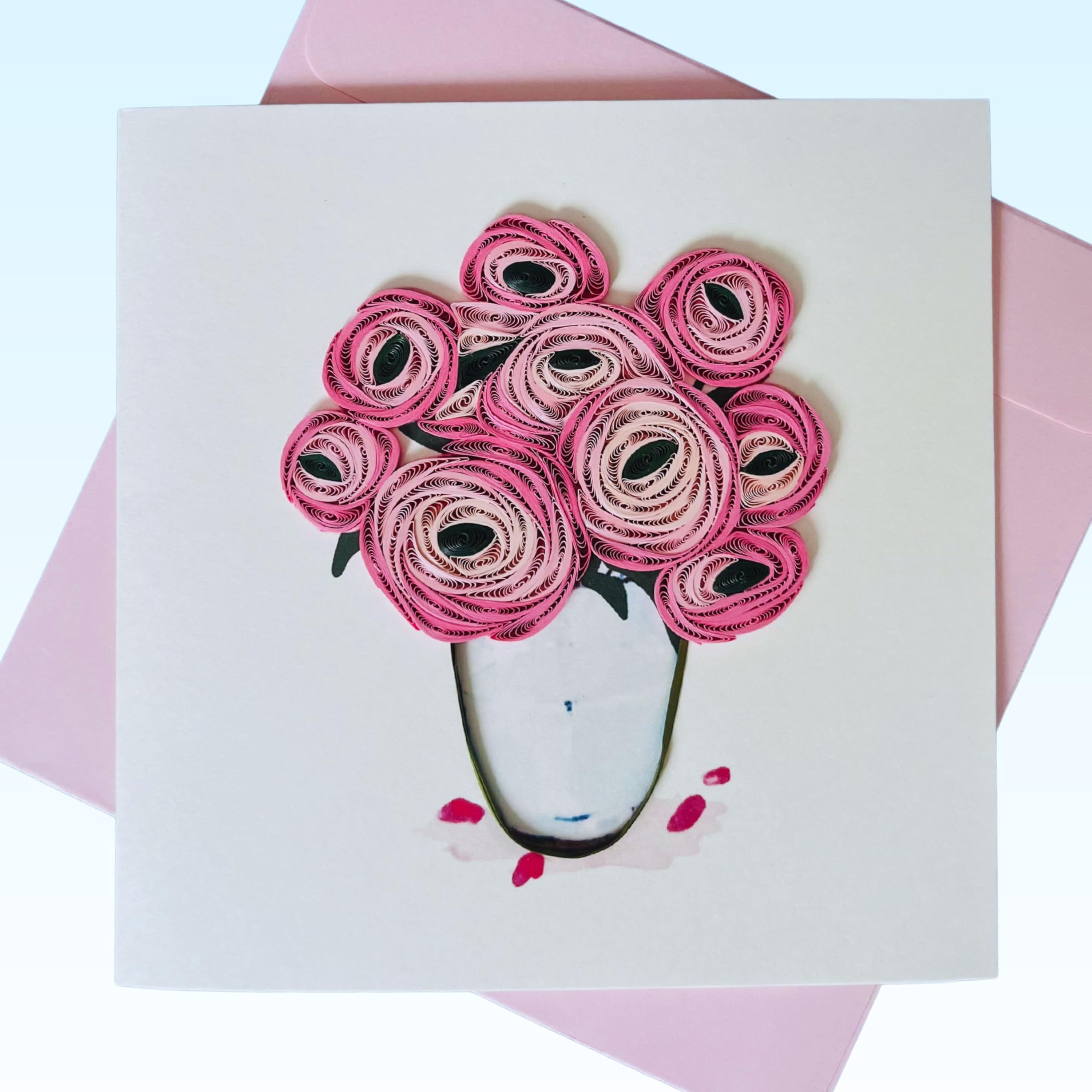 SaigonCraft Quilling Cards, handcrafted quilling card blank for all occasions, birthday, Mothers Day (Roses)
