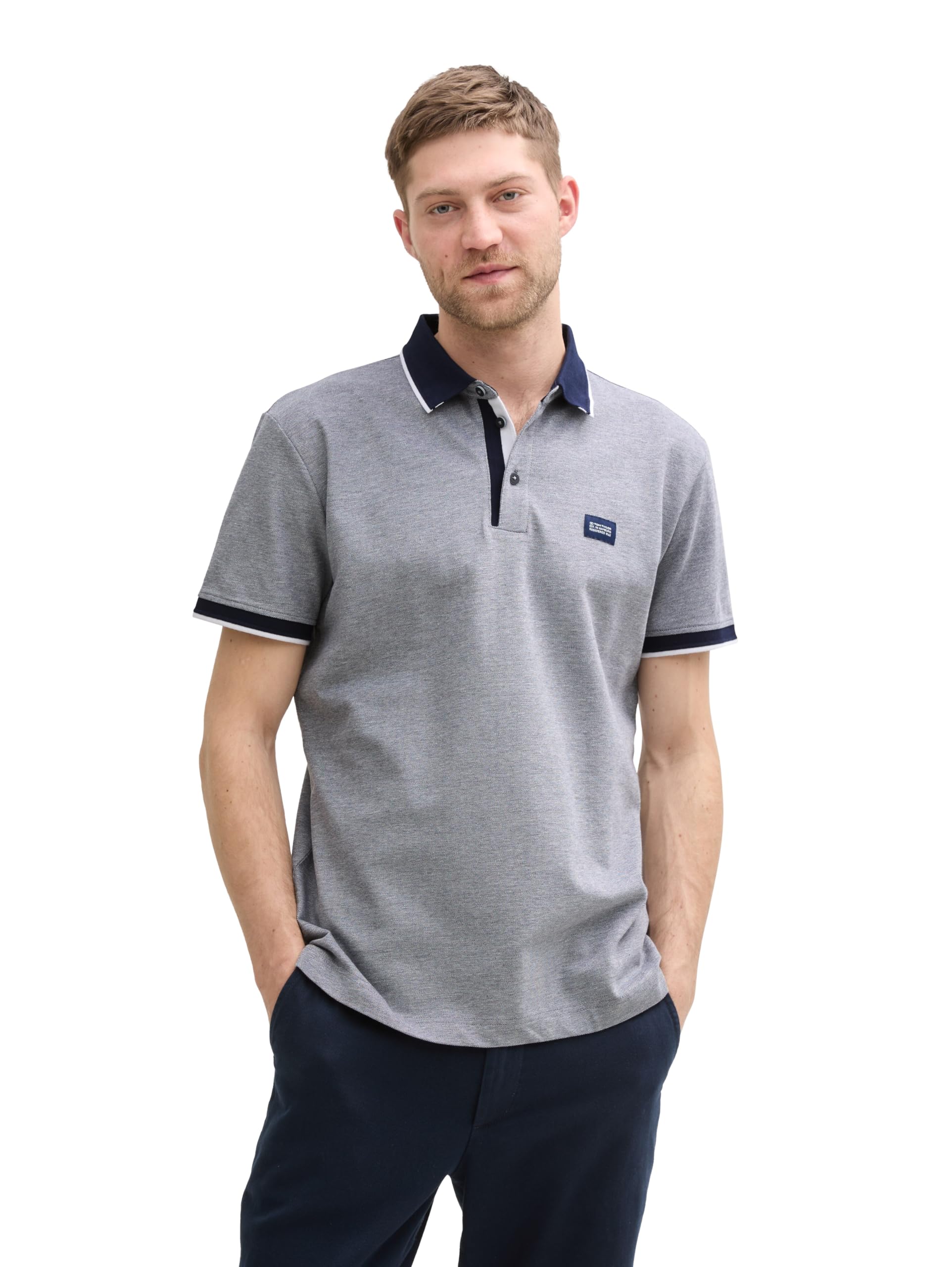 TOM TAILOR Herren Piqué Poloshirt mit Logo-Label