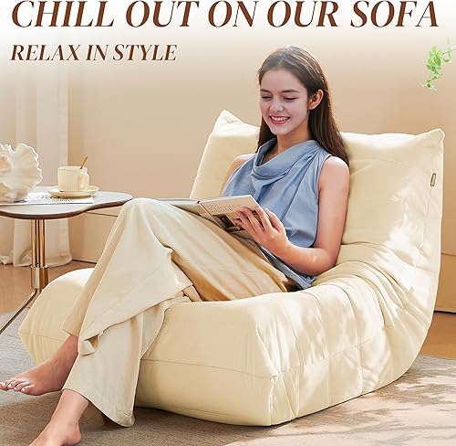 Miniatura 4 de Silla Puf, Silla Puf Fireside Sofá Puf para Adultos, Sillas Puf para Adolescentes con Espuma de Alta Resistencia, Espuma Viscoelástica y Base