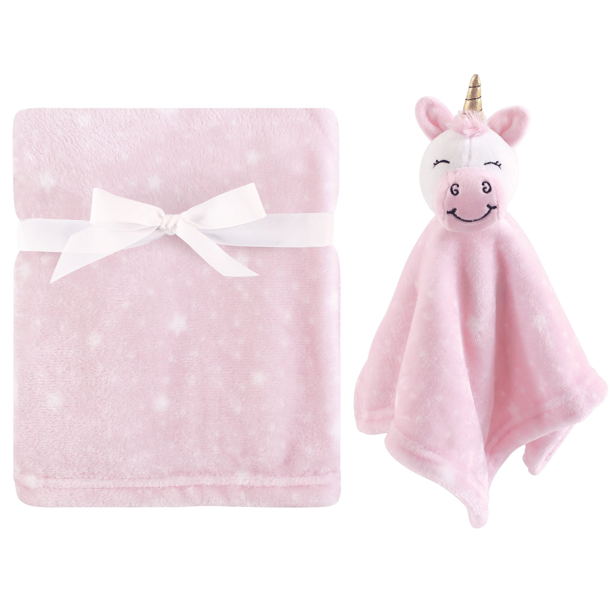 Hudson Baby Unisex Baby Plush Blanket with Security Blanket, Pink Unicorn, One Size
