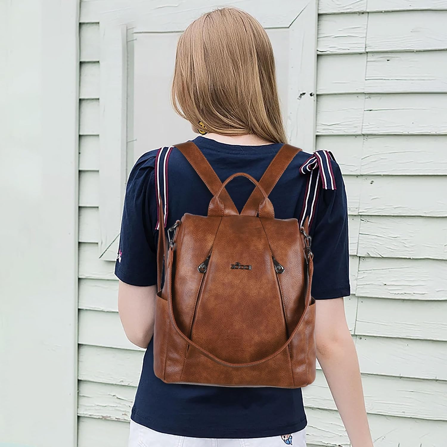 ZOCAI Backpack Purse for Women Medium Anti-Theft Backpacks Purses Design Leather Shoulder Bags with Removable Strap - Image 2