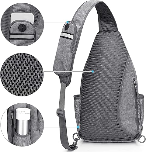 Miniatura 6 de G4Free Bolsa Bandolera con Bloqueo RFID Mochila Bandolera Cruzada Bolsa de Pecho Mochila de Día para Senderismo Viaje (Gris)
