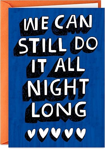 Hallmark Shoebox - Tarjeta de amor divertida (toda la noche) para cumpleaños, aniversario, día de San Valentín