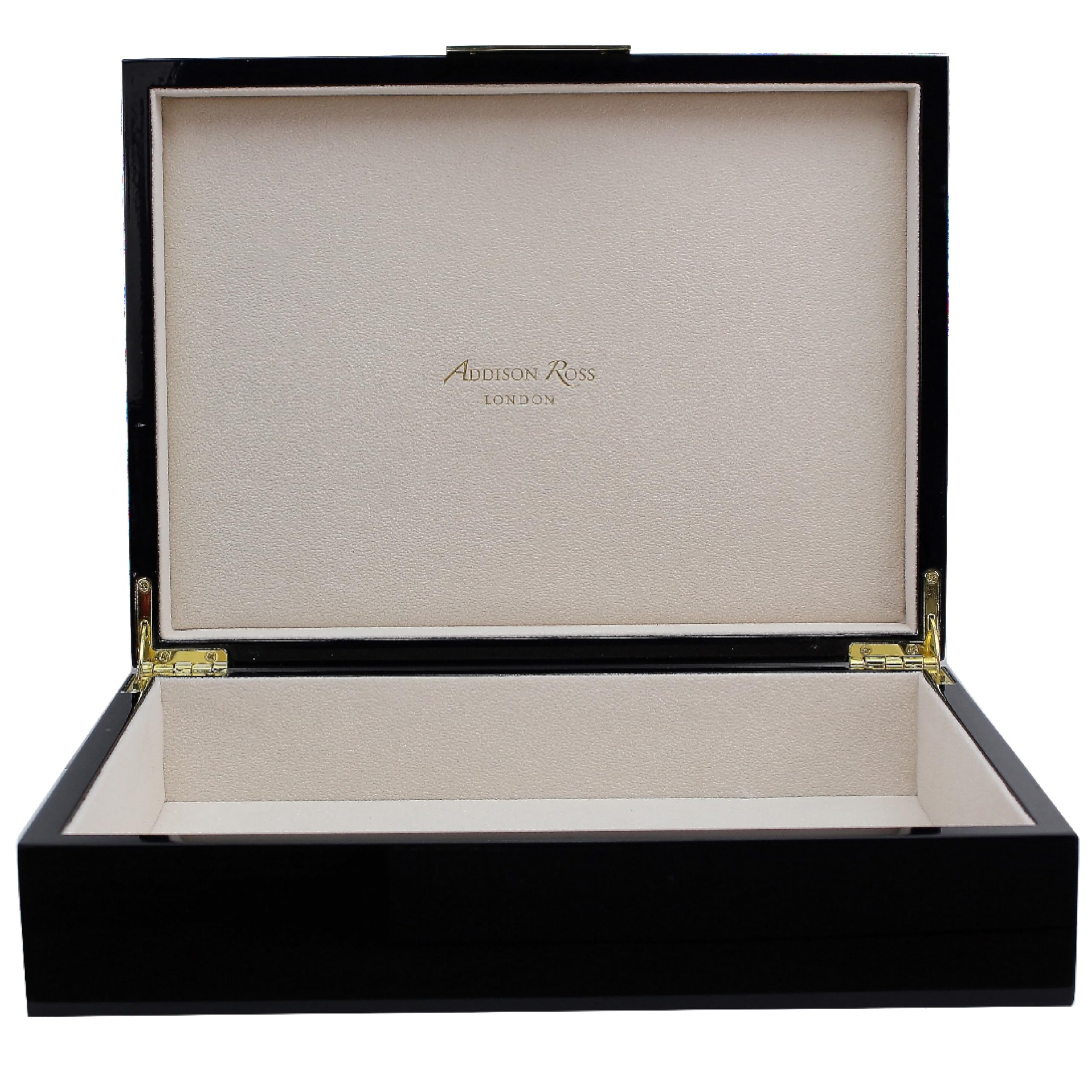 Addison Ross 9x12 Black Lacquer Trinket Box, Gold Accents