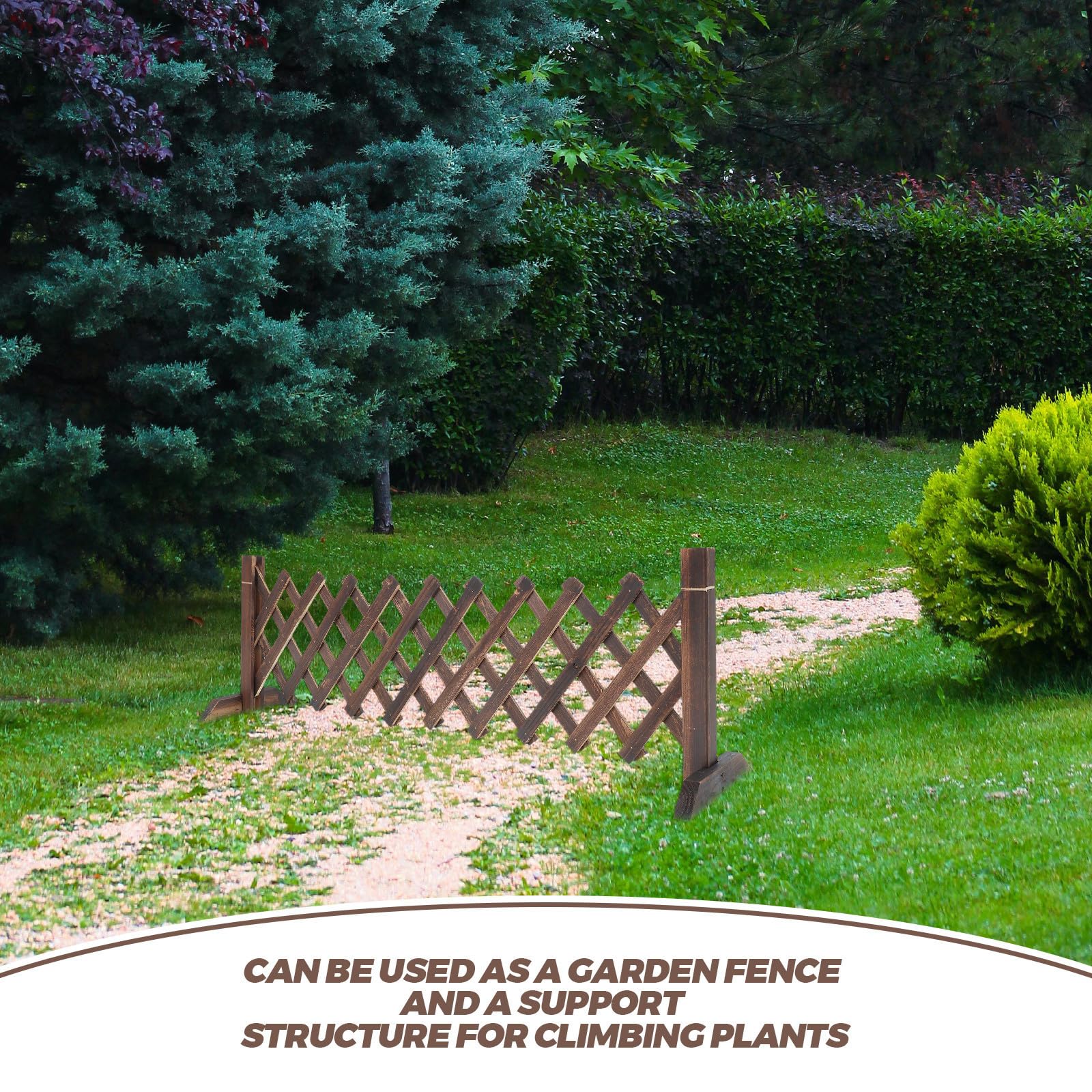 Staccionata da Giardino Estensibile in Legno per Piante Rampicanti