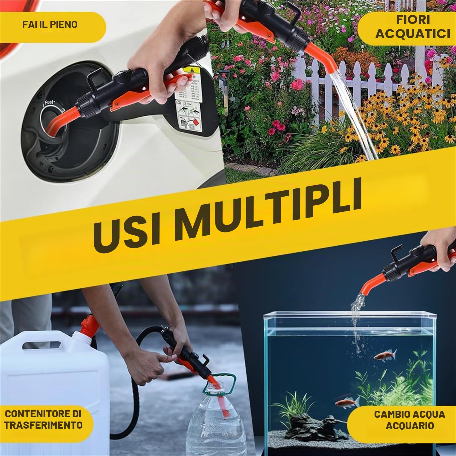 Pompa a Sifone Elettrica Portatile per Benzina e Diesel, Pompa a Sifone Elettrica per Trasferimento Acqua, Pompa Manuale per Carburante Facile da Usare, Pompa a Batteria Portatile per Benzina