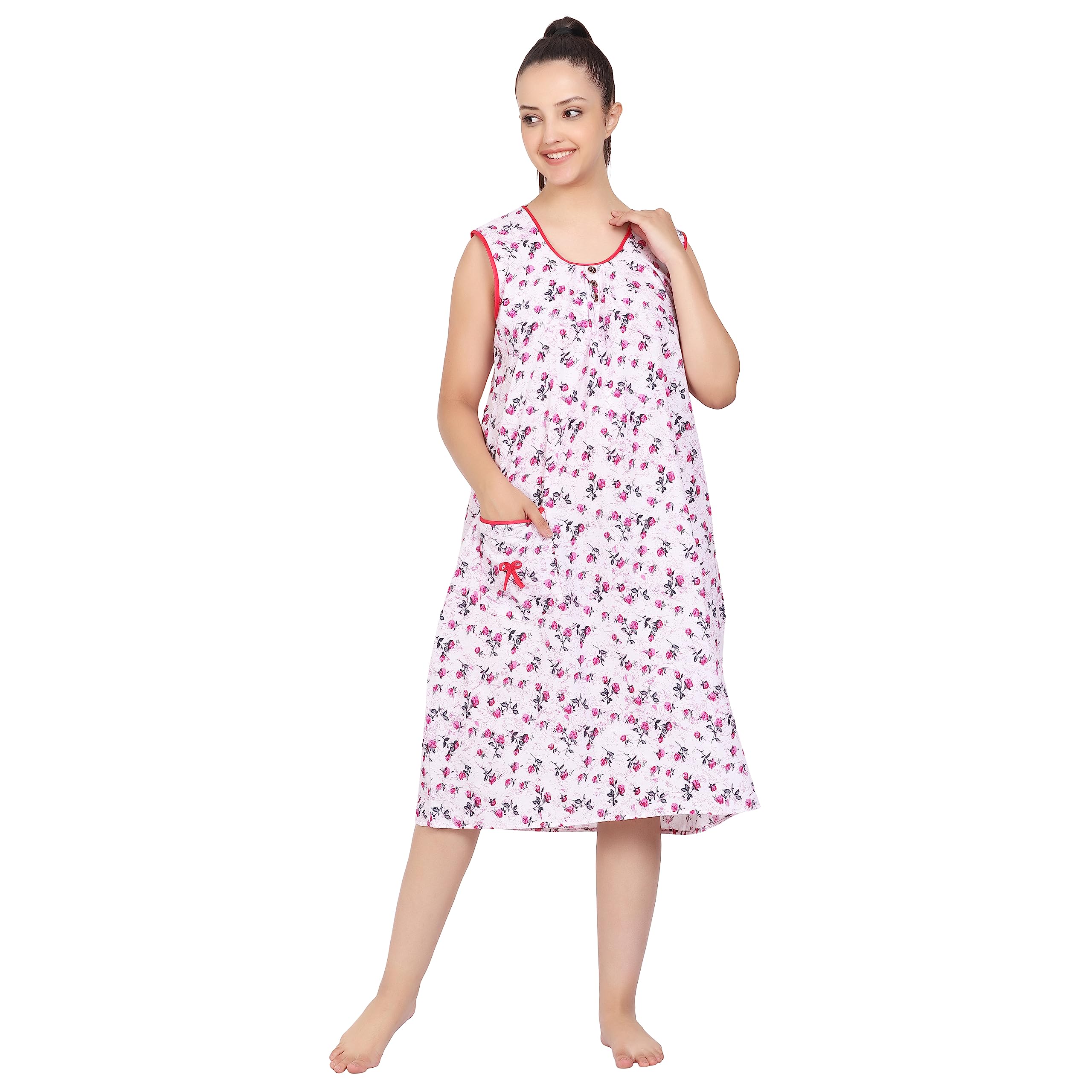 Woman's Long Short Calf Length Pure Cotton Nighty