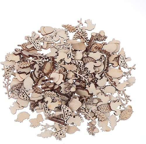 Miniatura 6 de 300 piezas de adornos de madera, forma de ardilla de hongo recortes de madera, álbumes de recortes de madera, manualidades hechas a mano, grafiti,