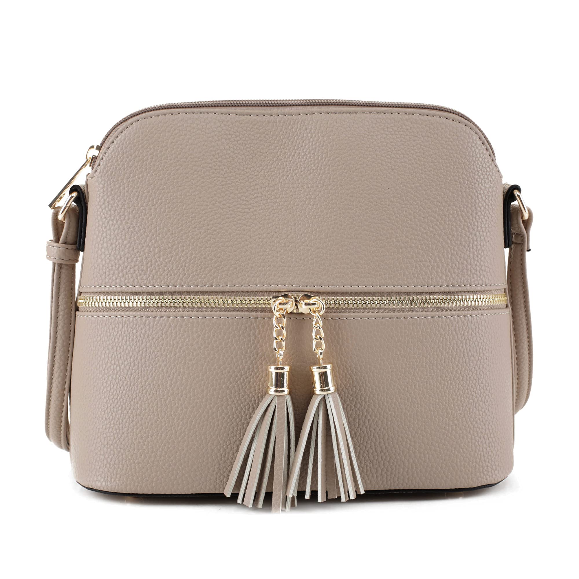 Sponsored Ad - Lunar Lightweight Medium Dome Crossbody Bag Shoulder Bag with Tassel | Zipper Pocket | Adjustable Strap