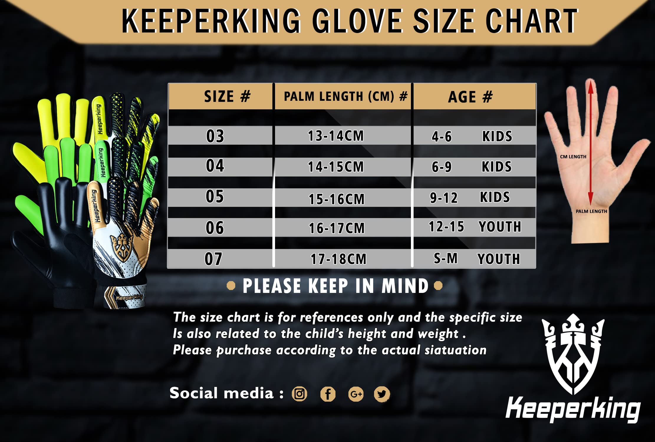 Keeperking Clawxen Guantes de Portero para Niños y Niñas de Fútbol, Talla 3-7