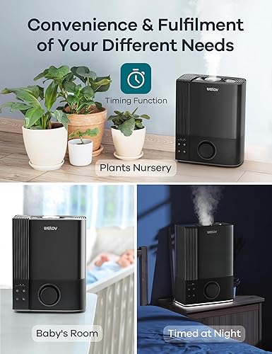 Miniatura 8 de WELOV Humidificadores de 6L para habitaciones grandes, humidificadores de niebla fría de llenado superior para dormitorio, hogar, oficina, bebé y