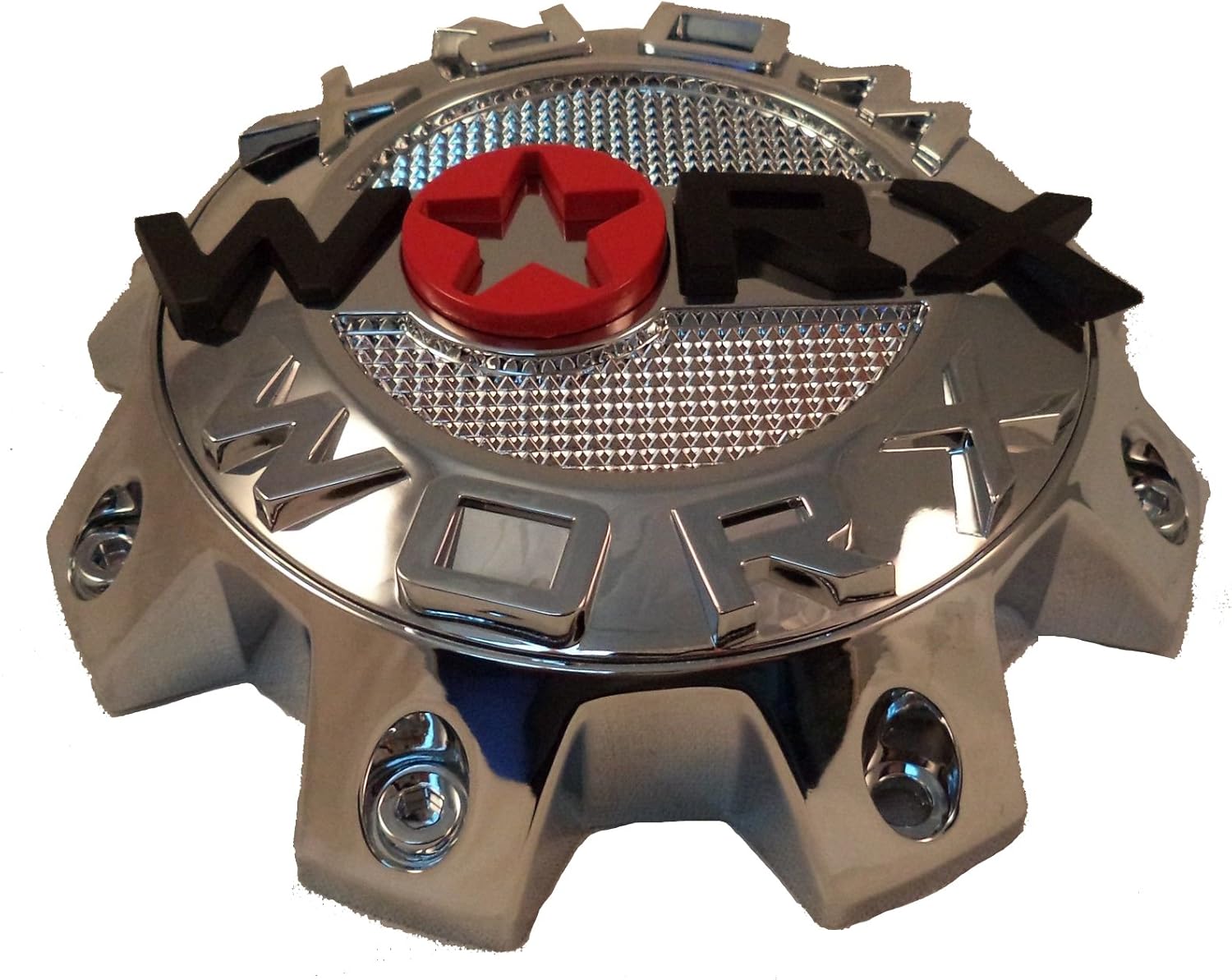 Worx Chrome Wheel Center Caps (QTY FOUR) # 89-8808-CAP, 89-8808 ( WITH BOLTS)