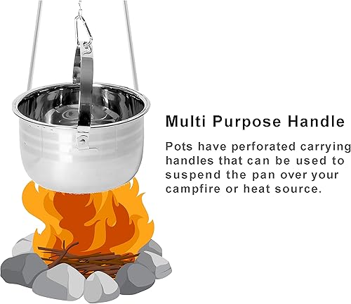 Miniatura 8 de Juego de utensilios de cocina para campamento, ollas y sartenes compactas de acero inoxidable para fogata  Kit combinado con bolsa de viaje  Juego