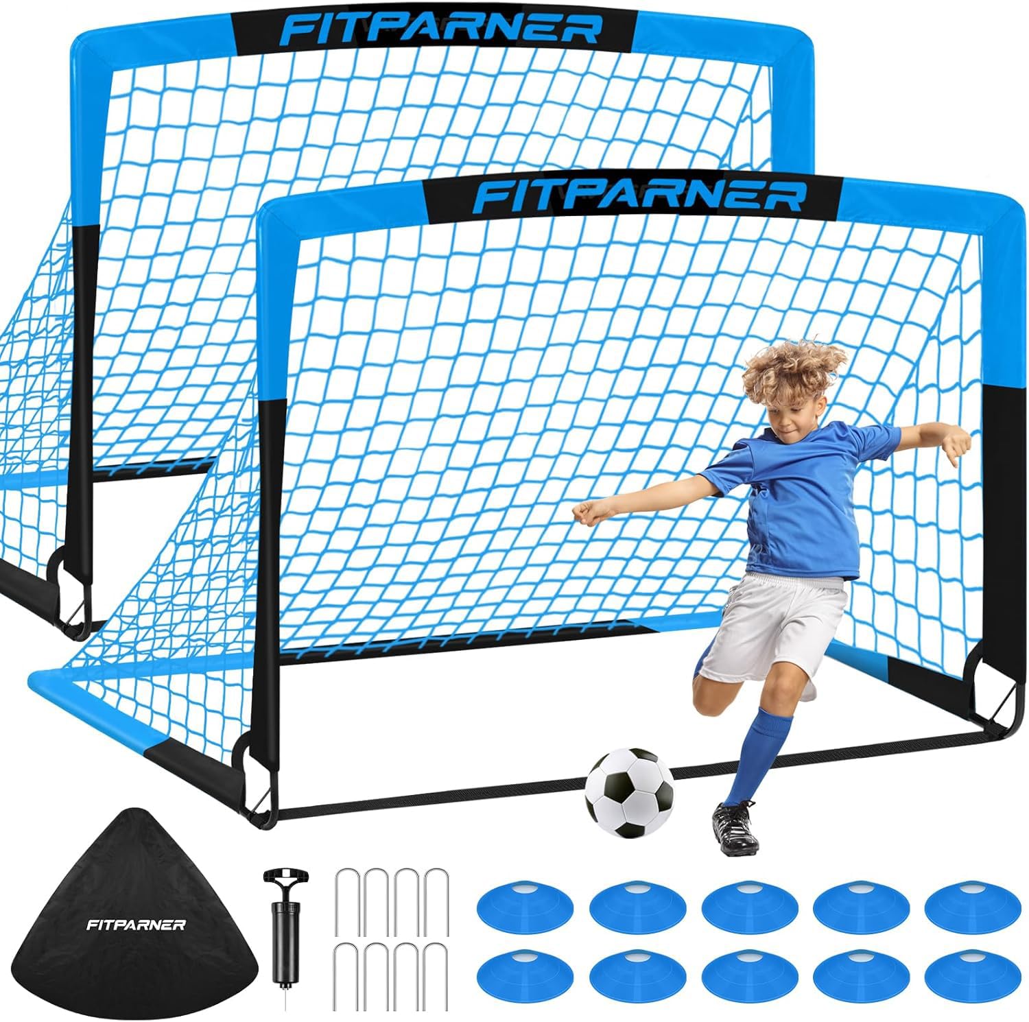 FITPARNER 4x3 ft 2-Pack Soccer Goal Set
