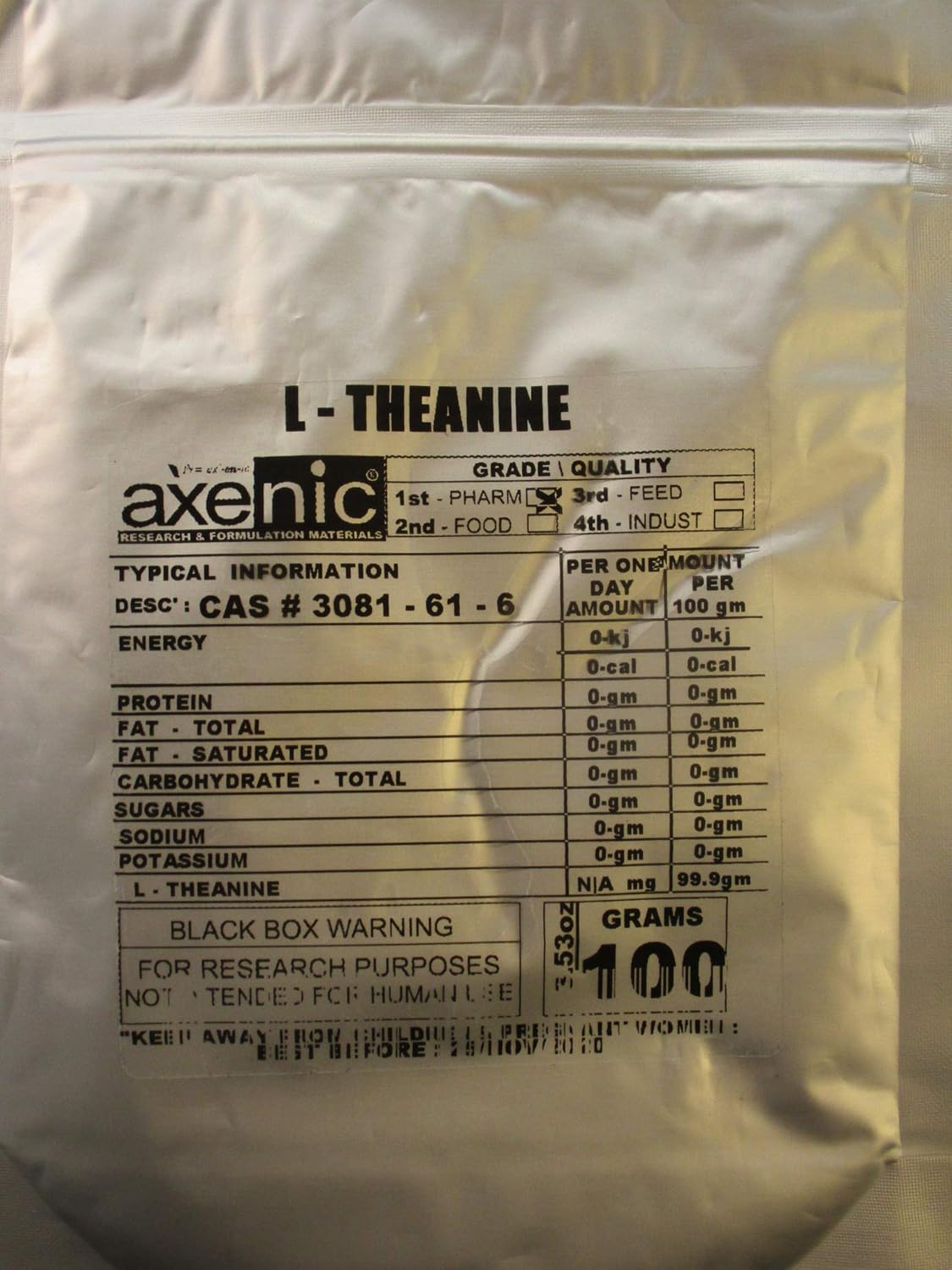 100 grams L – THEANINE POWDER 99.06% powder