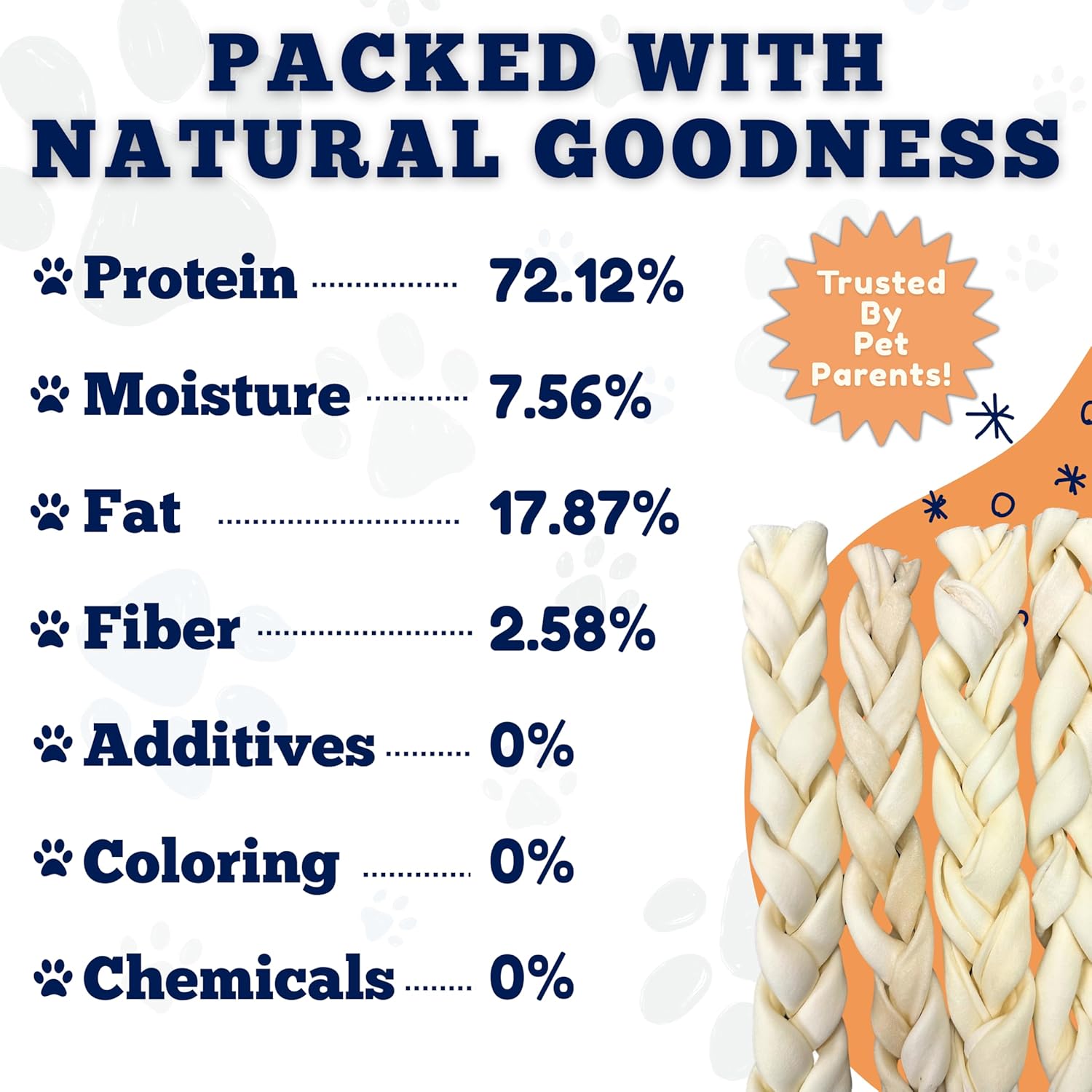 Amazing Dog Treats - Beef Cheek Braids Dog Chew (6 Inch - 15 Pack) - NO Odor - Rawhide Alternative - Beef Cheek Slice Chip Sticks - No Dyes, Chemicals, or Preservatives