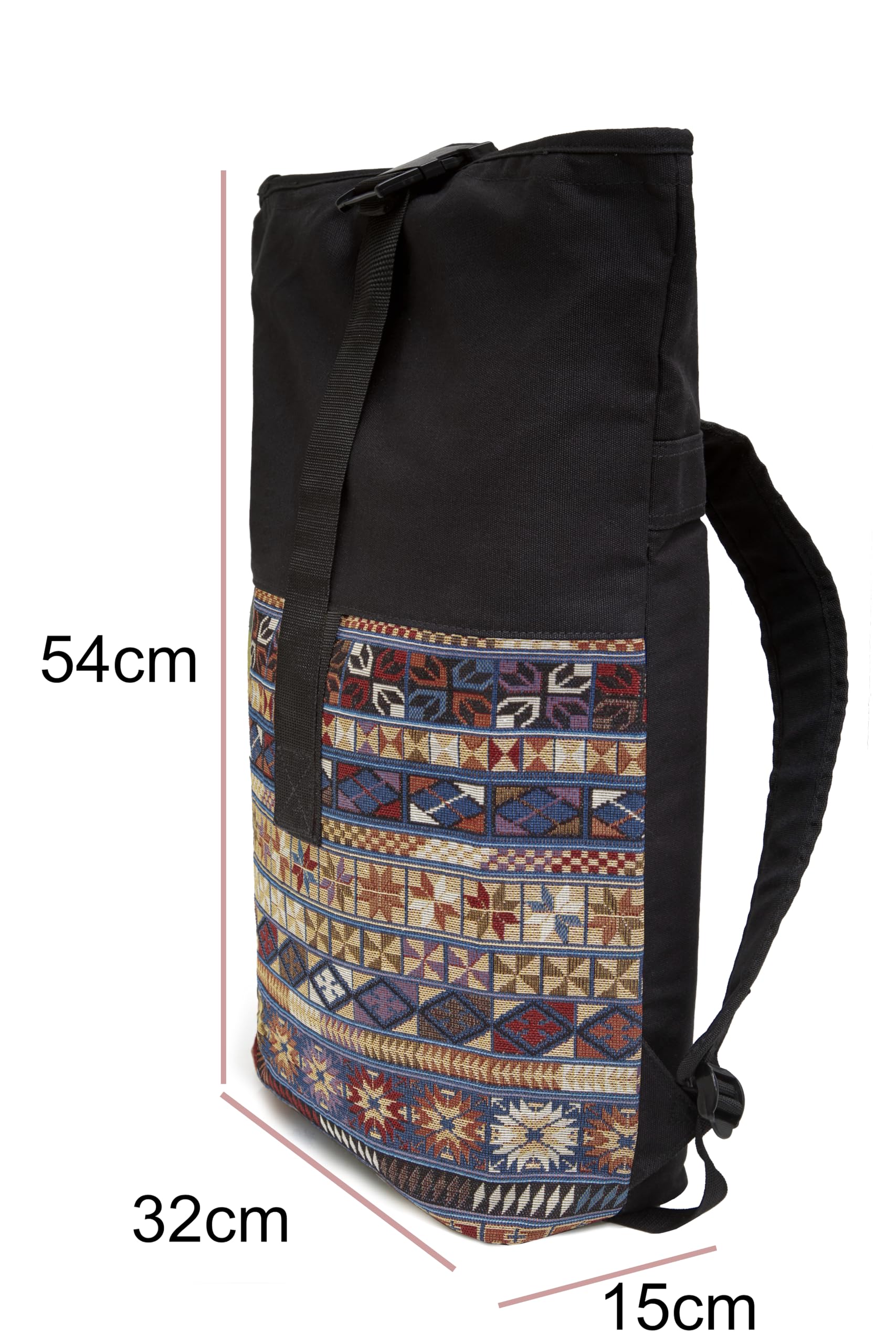 Leon Rolltop Zaino Premium Cotone Tela & Tessuto Tessuto Tessuto Donna Uomo 17 Pollici Laptop Elegante Zaino Da Viaggio Daypack Sport Shopping Viaggi Ciclismo Uni Scuola, Rolltop_boho_006, 45